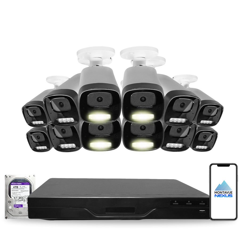 4MP 2K Nexus Smart-Light Bullet IP-Sicherheitskamerasystem mit Pro 16-Kanal PoE NVR & 4TB HDD