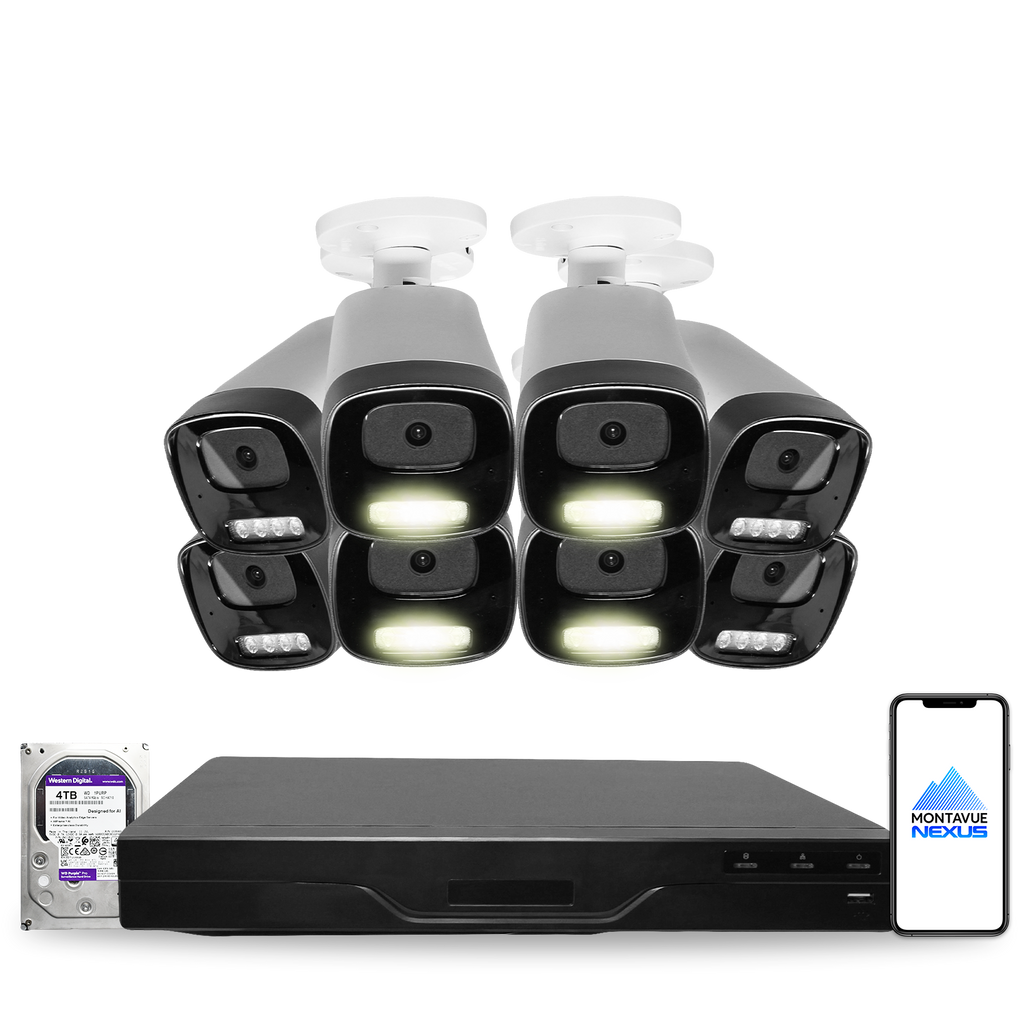 4MP 2K Nexus Smart-Light Bullet IP-Sicherheitskamerasystem mit Pro 16-Kanal PoE NVR & 4TB HDD