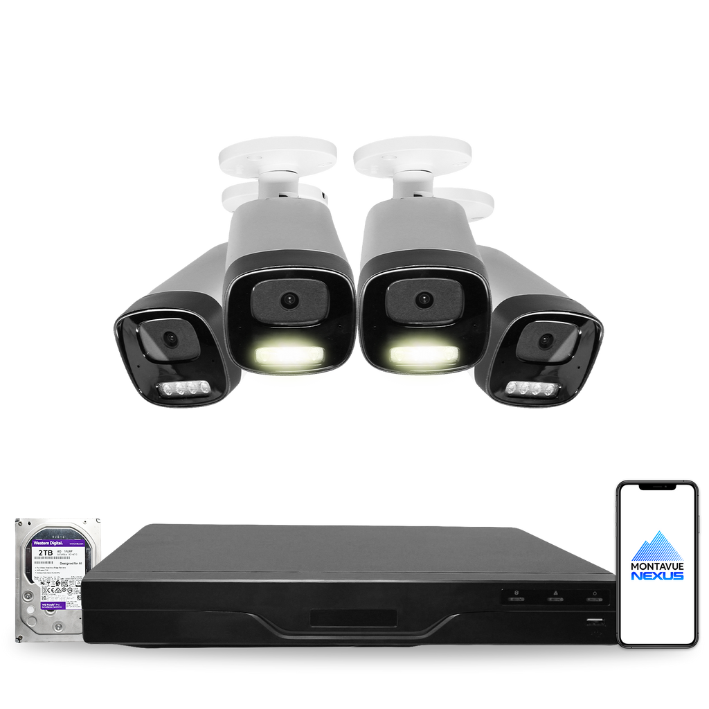 4MP 2K Nexus Smart-Light Bullet IP-Sicherheitskamerasystem mit Pro 8-Kanal PoE NVR & 2TB HDD
