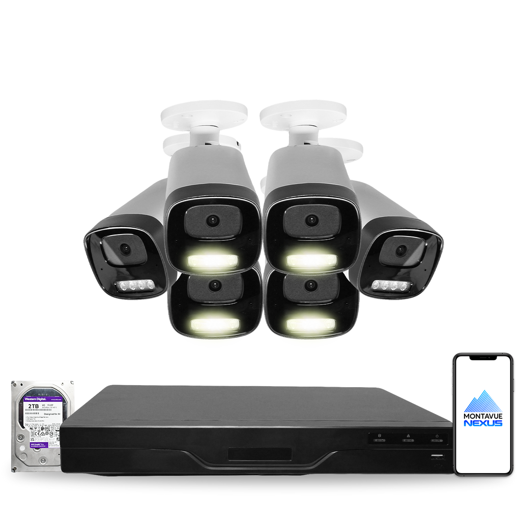4MP 2K Nexus Smart-Light Bullet IP-Sicherheitskamerasystem mit Smart 8-Kanal PoE NVR & 2TB HDD