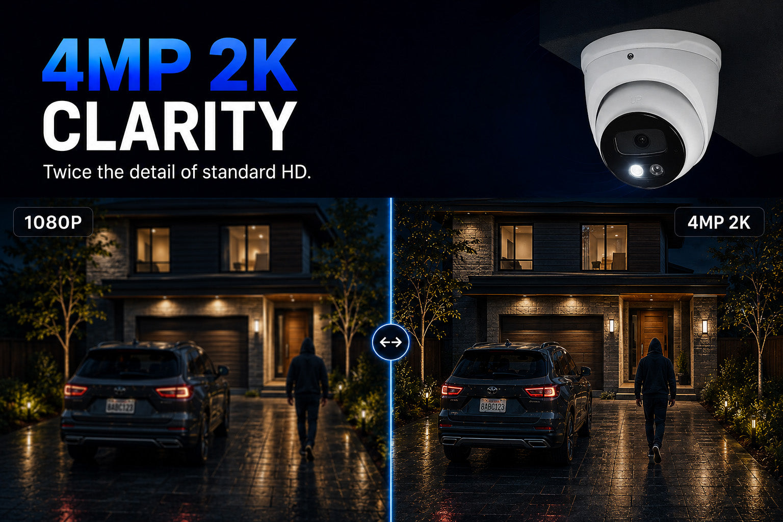4MP 2K Nexus Smart-Light Turret IP-Sicherheitskamerasystem mit Pro 32-Kanal NVR & 6TB HDD