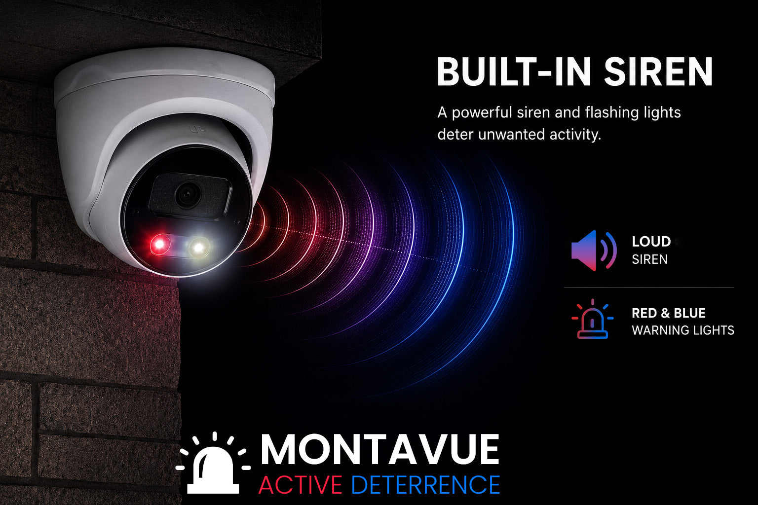 MNT-8-301 Montavue Nexus 8MP 4K Aktive Abschreckung Smart Turret PoE IP-Sicherheitskamera