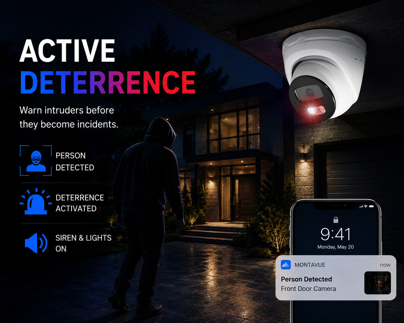 8MP 4K Nexus Aktive Abschreckung Turret IP-Sicherheitskamerasystem mit Pro 32-Kanal NVR & 6TB HDD