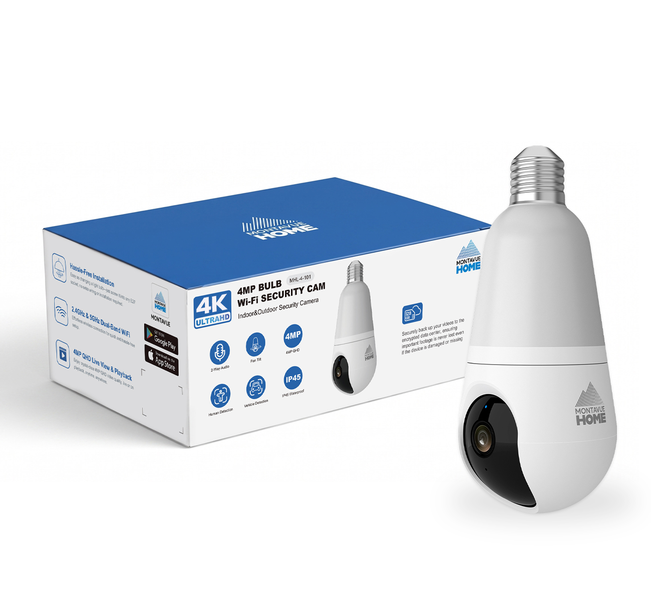MHL-4-101 Montavue Home 4MP 2K WLAN-Schwenk-/Neige-Glühbirnen-Sicherheitskamera