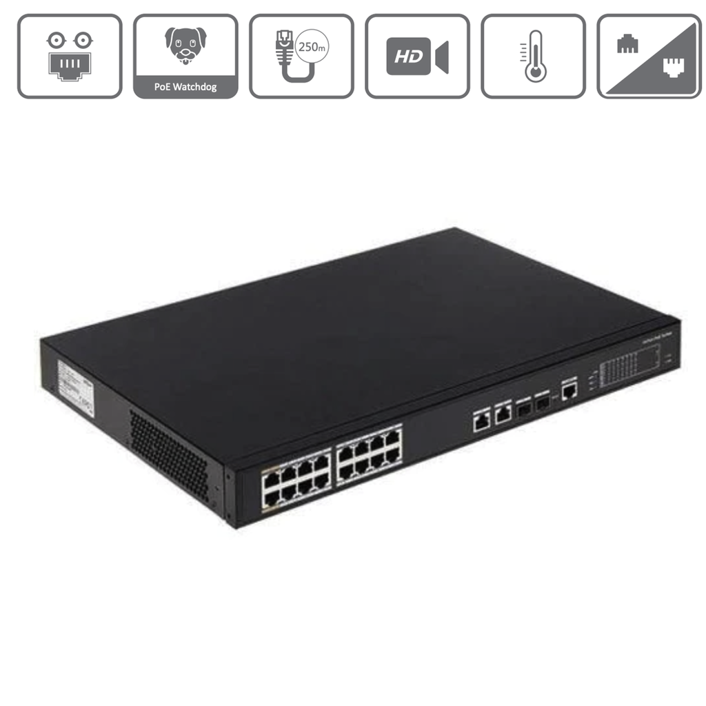 MAS16P135 | 16 Port PoE+ Switch mit zwei Gigabit Uplink Ports