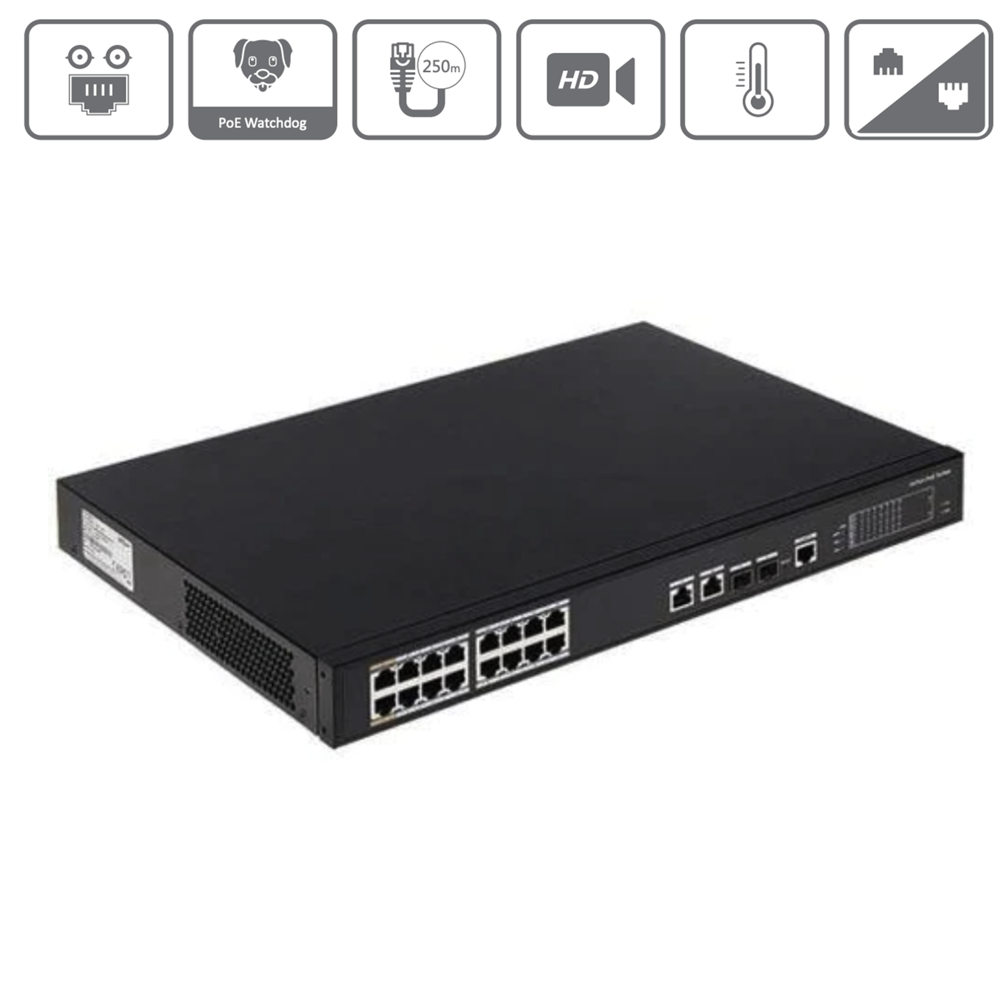 MAS16P135 | 16 Port PoE+ Switch mit zwei Gigabit Uplink Ports