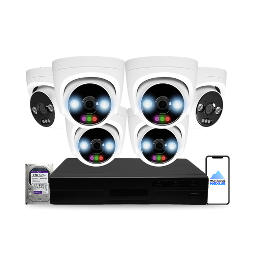 12MP 4K Nexus RGB Turret IP-Sicherheitskamerasystem mit Pro 8-Kanal PoE NVR & 2TB HDD