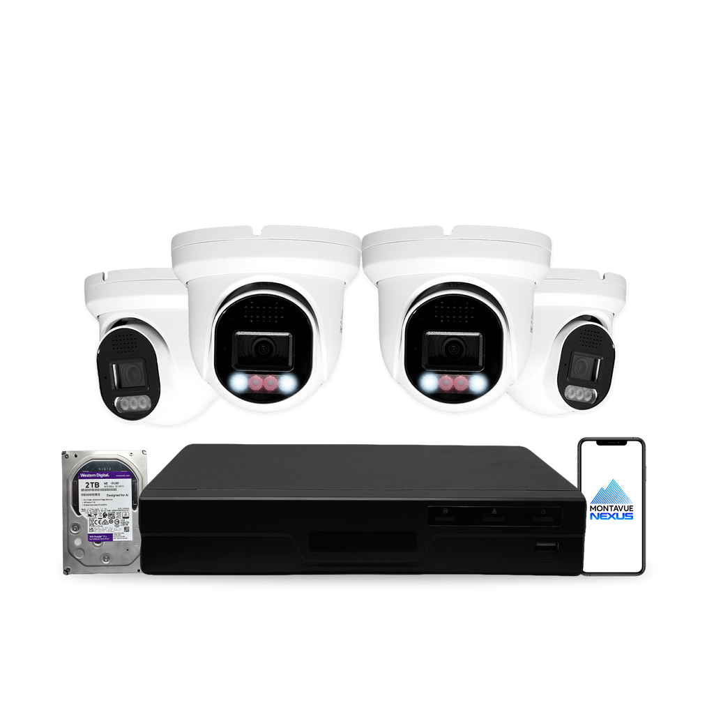8MP 4K Nexus Smart-Light Turret IP-Sicherheitskamerasystem mit Pro 8-Kanal PoE NVR & 2TB HDD