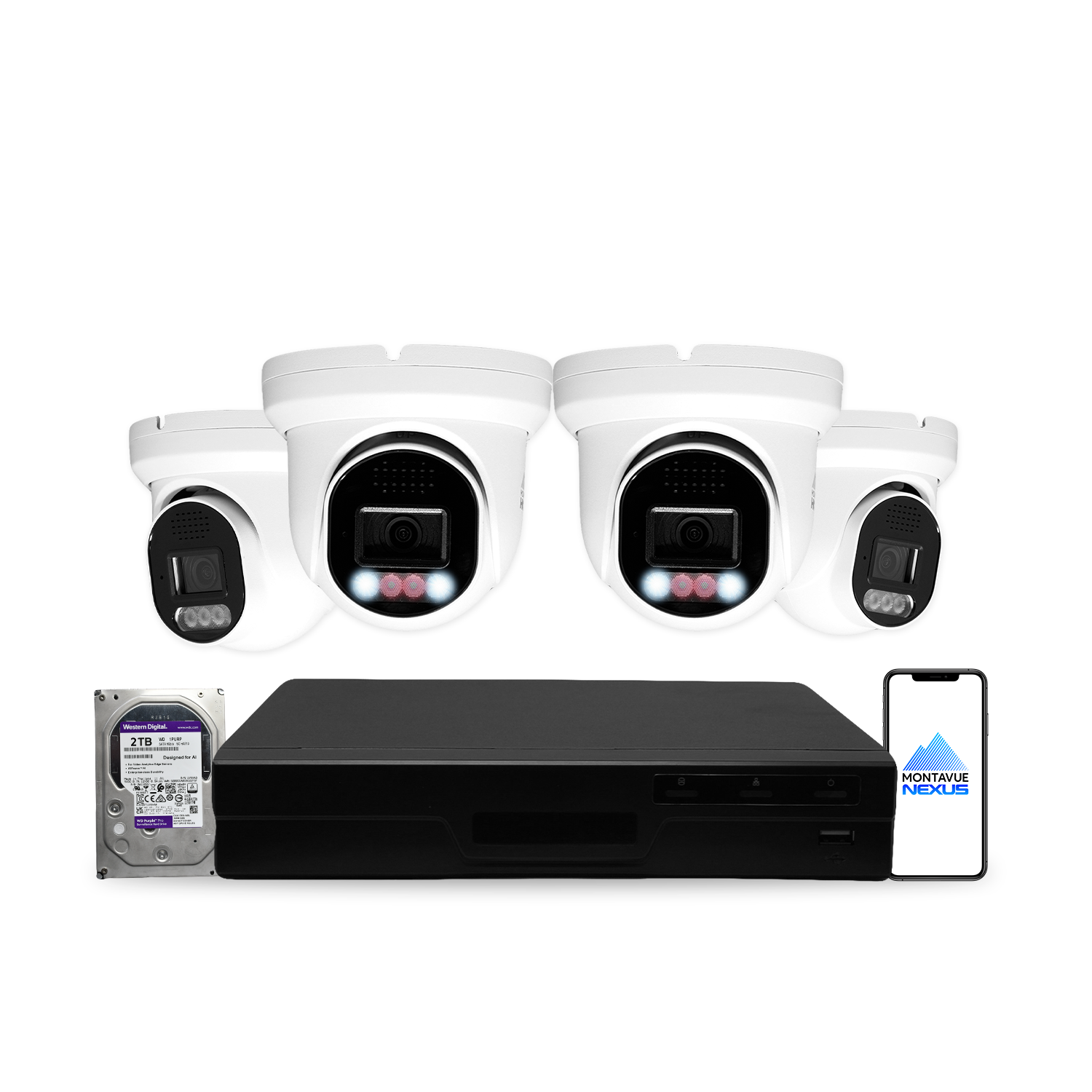8MP 4K Nexus Smart-Light Turret IP-Sicherheitskamerasystem mit Pro 8-Kanal PoE NVR & 2TB HDD