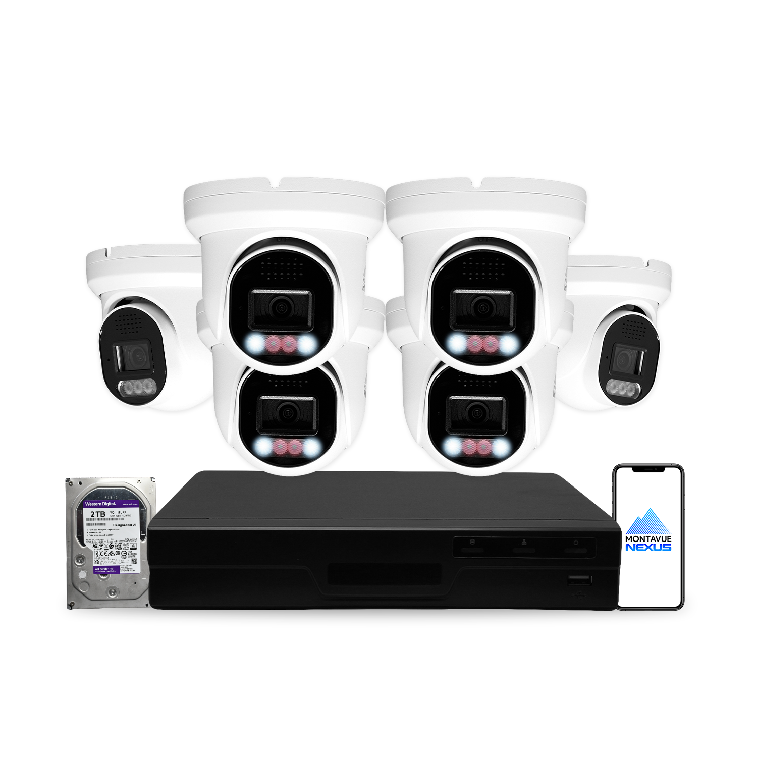 8MP 4K Nexus Smart-Light Turret IP-Sicherheitskamerasystem mit Pro 8-Kanal PoE NVR & 2TB HDD