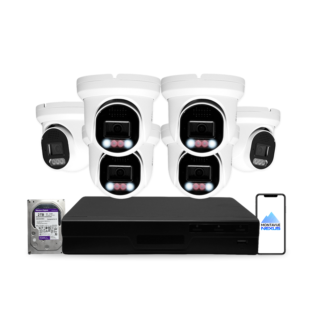 8MP 4K Nexus Smart-Light Turret IP-Sicherheitskamerasystem mit Smart 8-Kanal PoE NVR & 2TB HDD