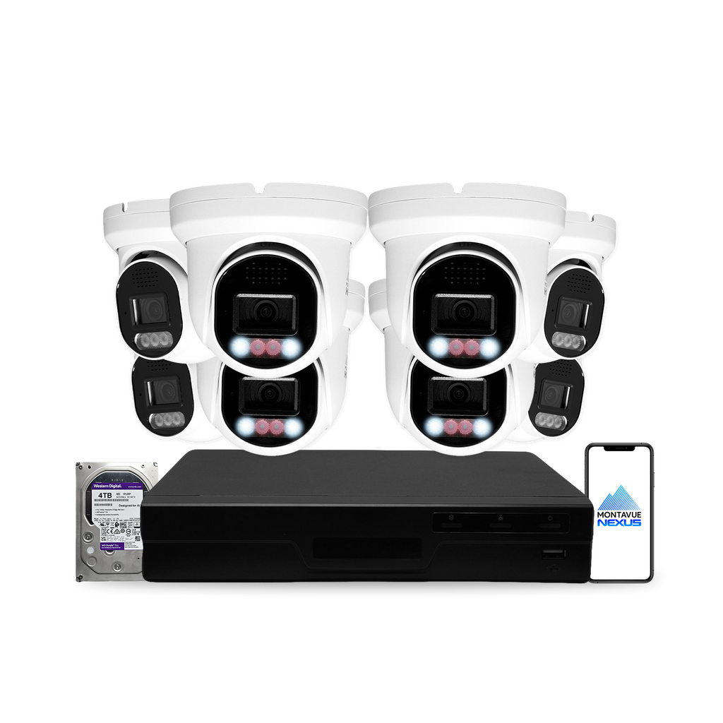 8MP 4K Nexus Smart-Light Turret IP-Sicherheitskamerasystem mit Pro 16-Kanal PoE NVR & 4TB HDD