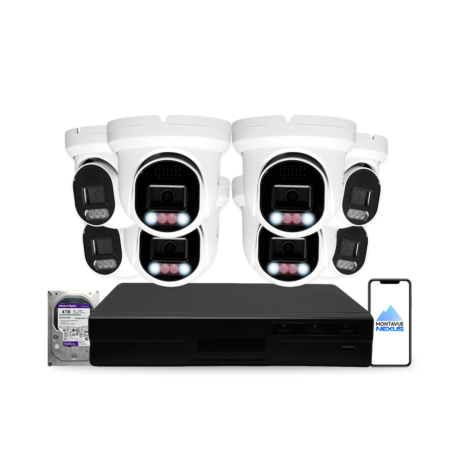 8MP 4K Nexus Smart-Light Turret IP-Sicherheitskamerasystem mit Pro 16-Kanal PoE NVR & 4TB HDD