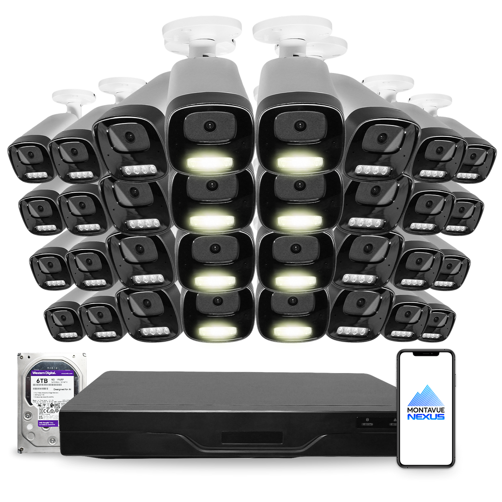 4MP 2K Nexus Smart-Light Bullet IP-Sicherheitskamerasystem mit Pro 32-Kanal NVR & 6TB HDD