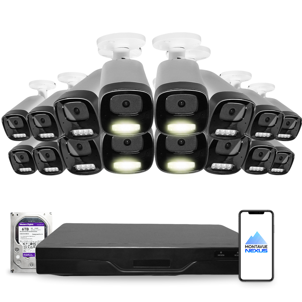 4MP 2K Nexus Smart-Light Bullet IP-Sicherheitskamerasystem mit Pro 32-Kanal NVR & 6TB HDD