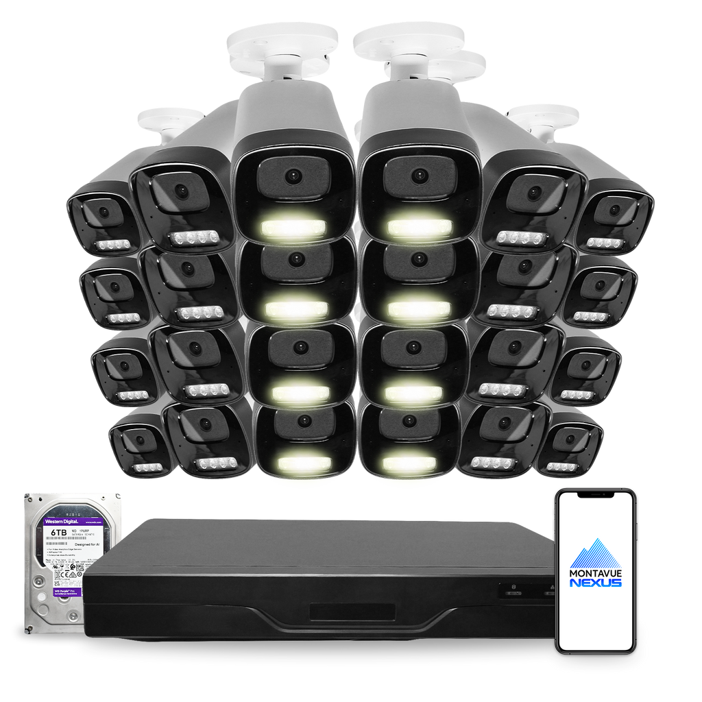 4MP 2K Nexus Smart-Light Bullet IP-Sicherheitskamerasystem mit Pro 32-Kanal NVR & 6TB HDD