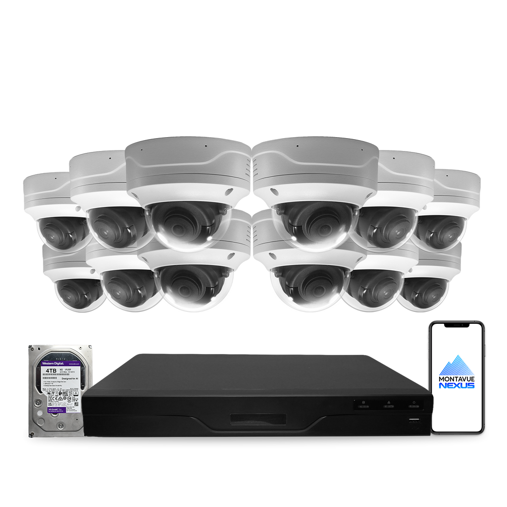 4MP 2K Nexus vandalismusgeschütztes Smart-Dome IP-Sicherheitskamerasystem mit Pro 16-Kanal PoE NVR & 4TB HDD