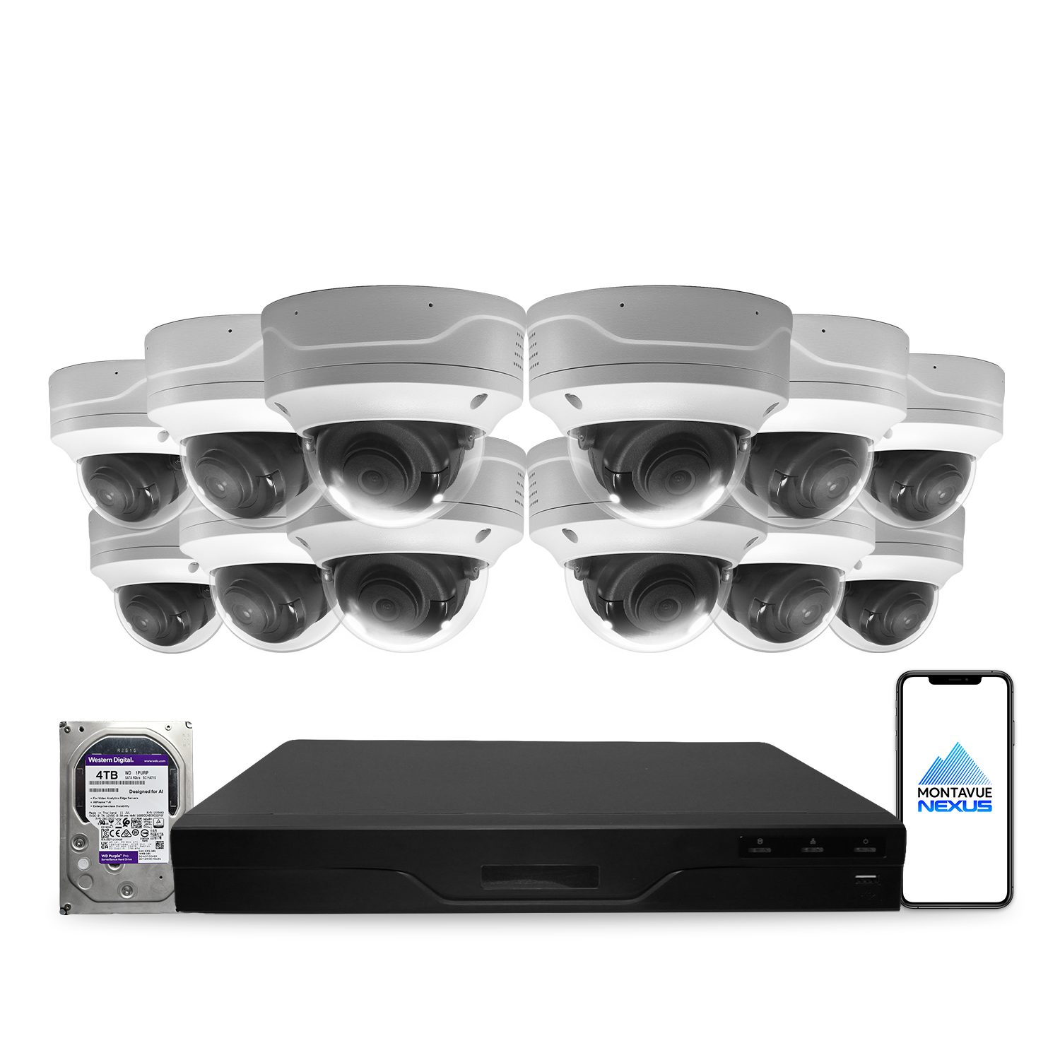 4MP 2K Nexus vandalismusgeschütztes Smart-Dome IP-Sicherheitskamerasystem mit Pro 16-Kanal PoE NVR & 4TB HDD