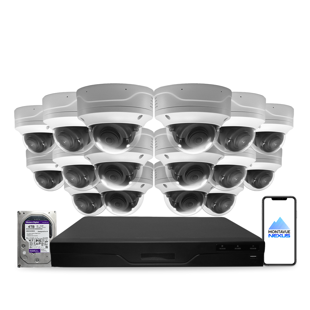 4MP 2K Nexus vandalismusgeschütztes Smart-Dome IP-Sicherheitskamerasystem mit Pro 16-Kanal PoE NVR & 4TB HDD
