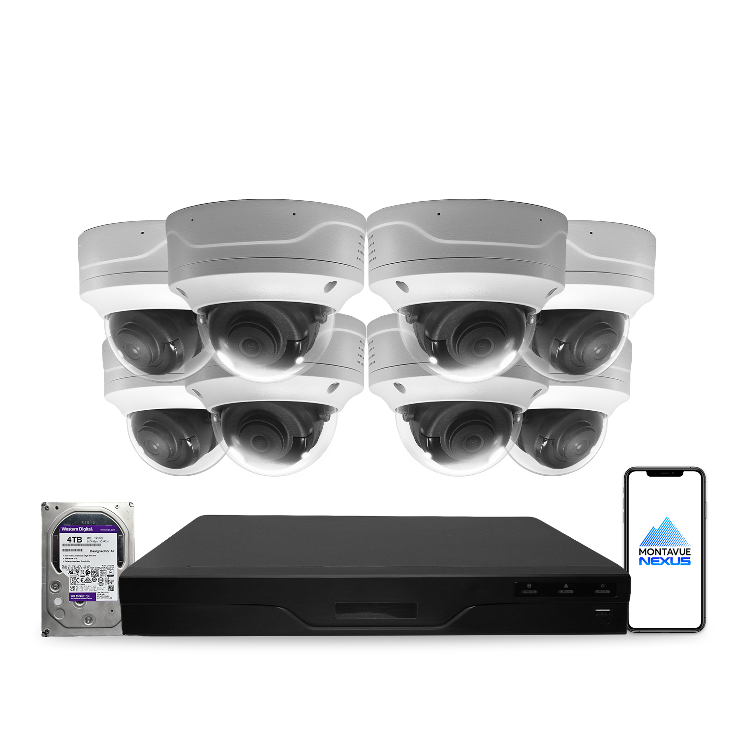 4MP 2K Nexus vandalismusgeschütztes Smart-Dome IP-Sicherheitskamerasystem mit Pro 16-Kanal PoE NVR & 4TB HDD