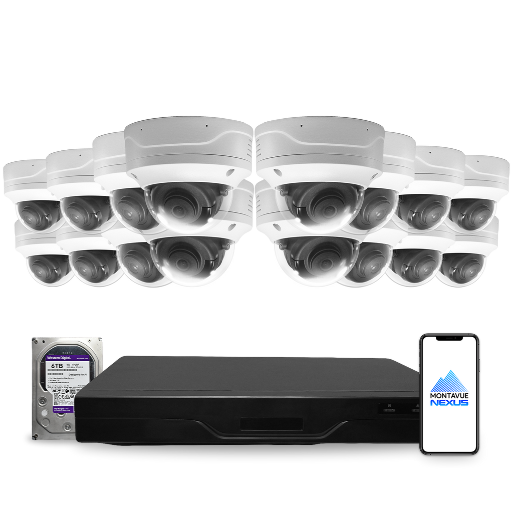 4MP 2K Nexus Smart Dome IP-Sicherheitskamerasystem mit Pro 32-Kanal NVR & 6TB HDD