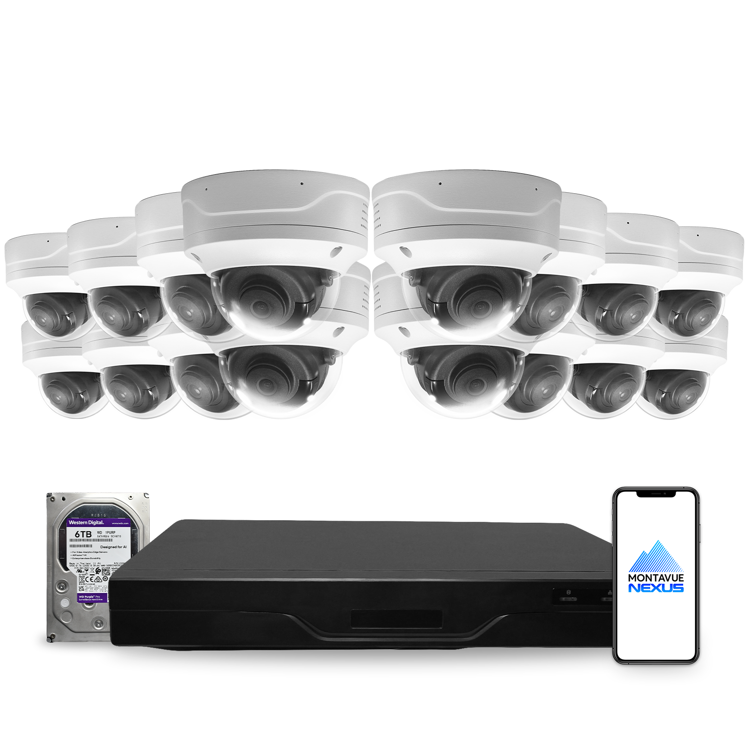 4MP 2K Nexus Smart Dome IP-Sicherheitskamerasystem mit Pro 32-Kanal NVR & 6TB HDD