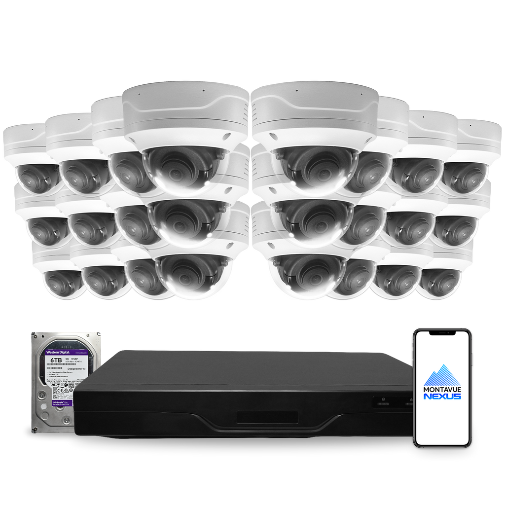 4MP 2K Nexus Smart Dome IP-Sicherheitskamerasystem mit Pro 32-Kanal NVR & 6TB HDD