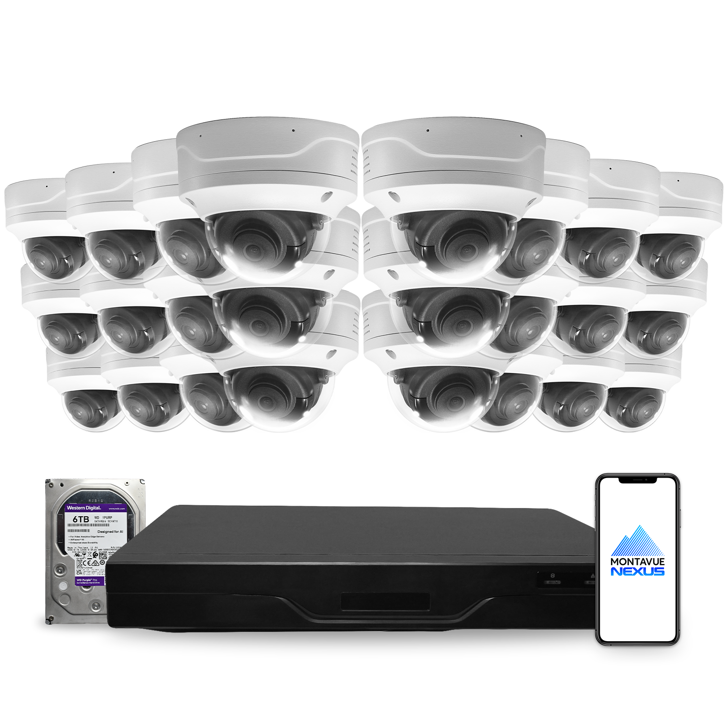 4MP 2K Nexus Smart Dome IP-Sicherheitskamerasystem mit Pro 32-Kanal NVR & 6TB HDD