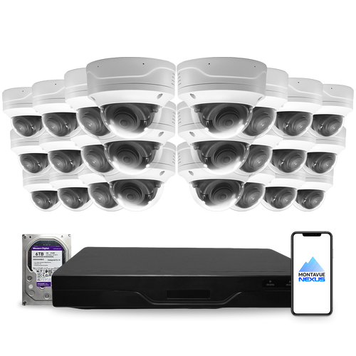 4MP 2K Nexus Smart Dome IP-Sicherheitskamerasystem mit Pro 32-Kanal NVR & 6TB HDD