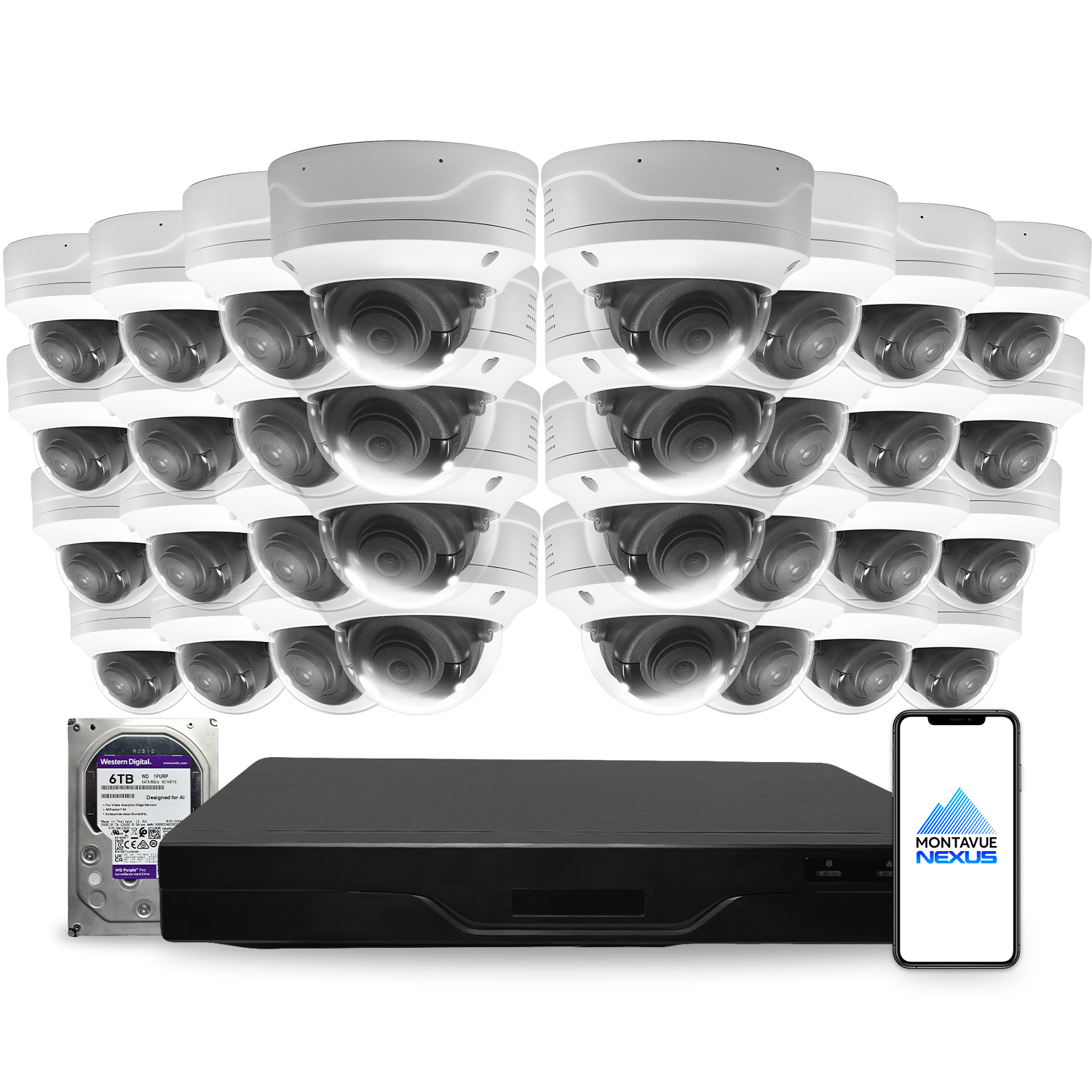 4MP 2K Nexus Smart Dome IP-Sicherheitskamerasystem mit Pro 32-Kanal NVR & 6TB HDD