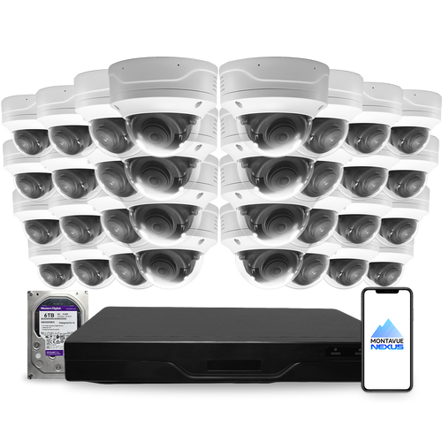 4MP 2K Nexus Smart Dome IP-Sicherheitskamerasystem mit Pro 32-Kanal NVR & 6TB HDD