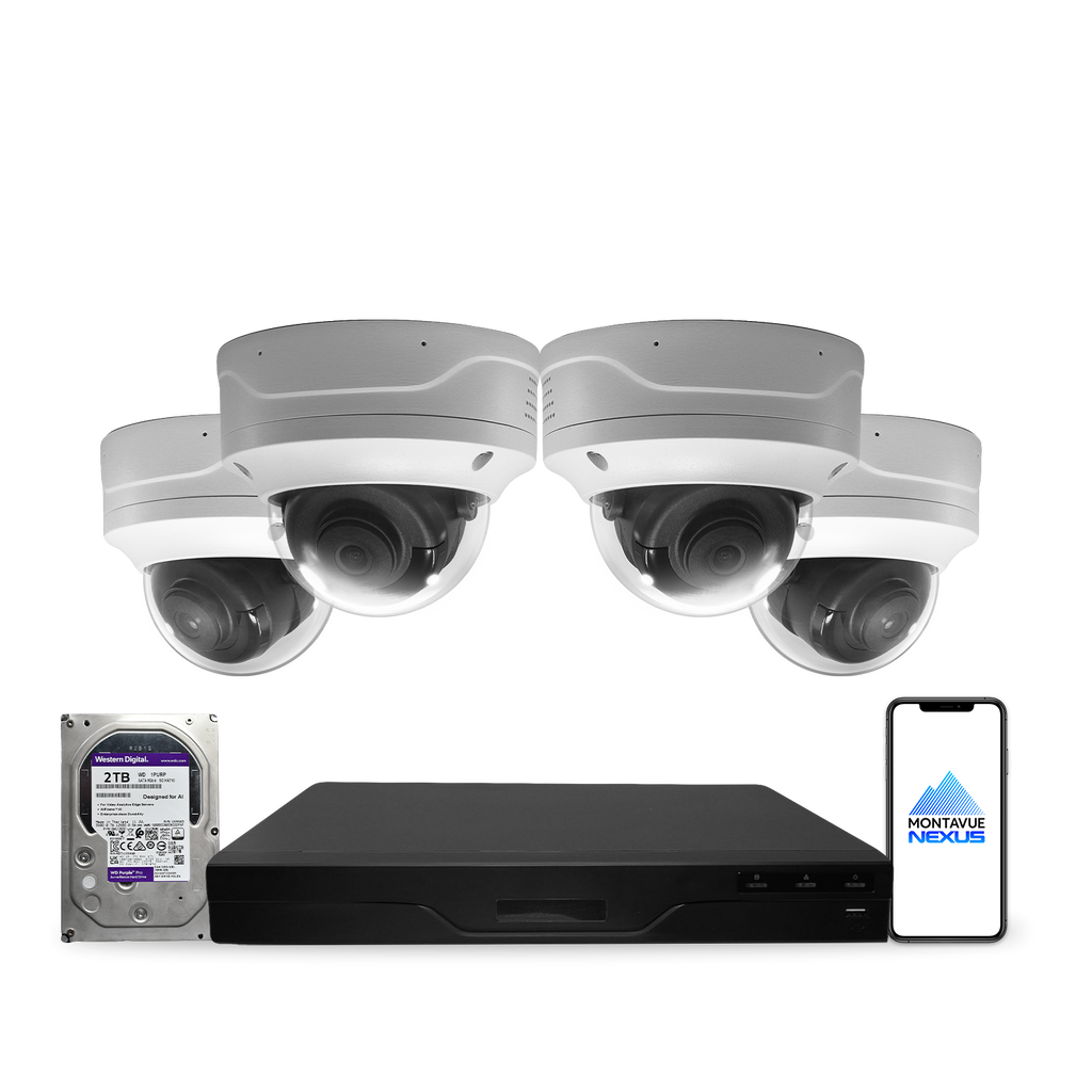 4MP 2K Nexus vandalismusgeschütztes Smart-Dome IP-Sicherheitskamerasystem mit Pro 8-Kanal PoE NVR & 2TB HDD
