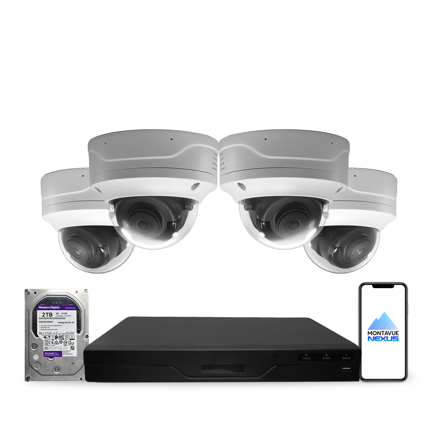 4MP 2K Nexus vandalismusgeschütztes Smart-Dome IP-Sicherheitskamerasystem mit Pro 8-Kanal PoE NVR & 2TB HDD