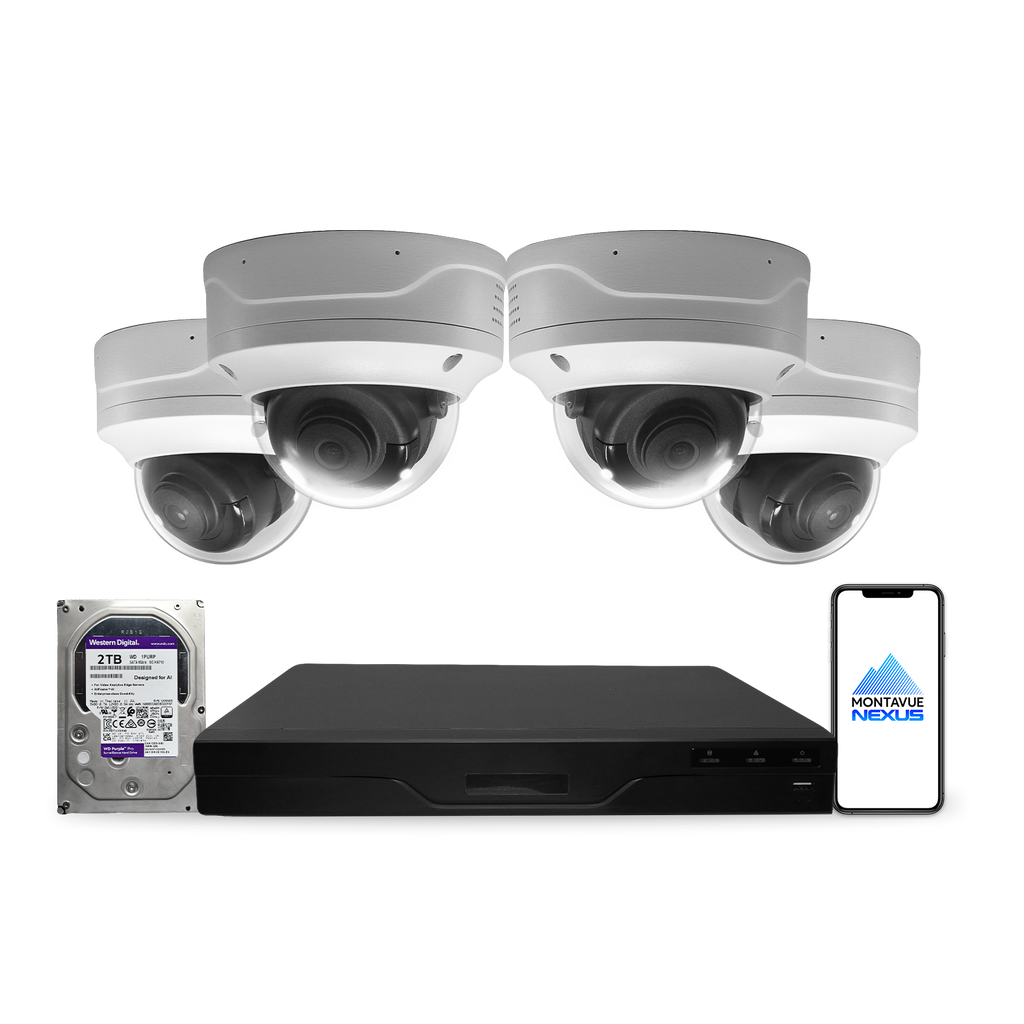 4MP 2K Nexus vandalismusgeschütztes Smart-Dome IP-Sicherheitskamerasystem mit 8-Kanal-PoE-NVR & 2TB-HDD