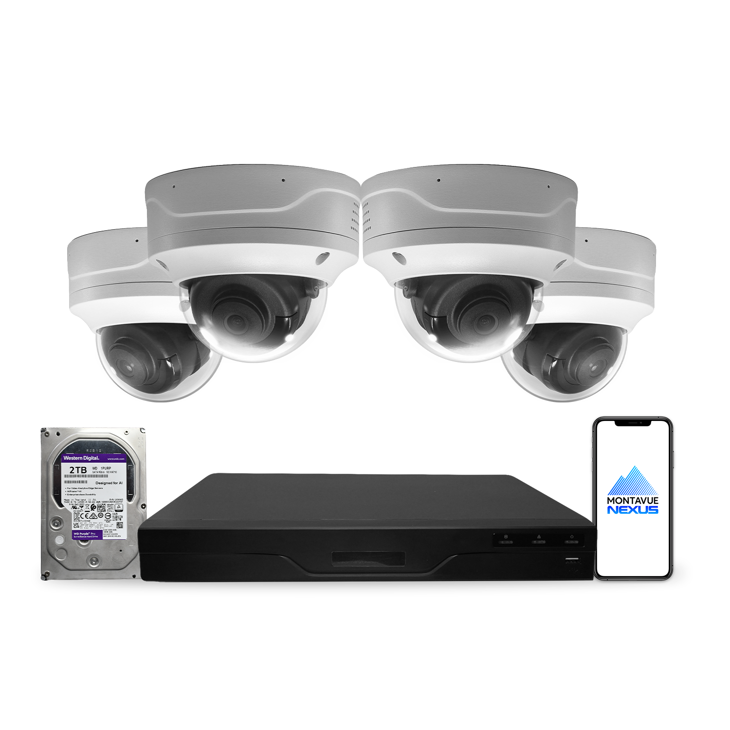 4MP 2K Nexus vandalismusgeschütztes Smart-Dome IP-Sicherheitskamerasystem mit 8-Kanal-PoE-NVR & 2TB-HDD