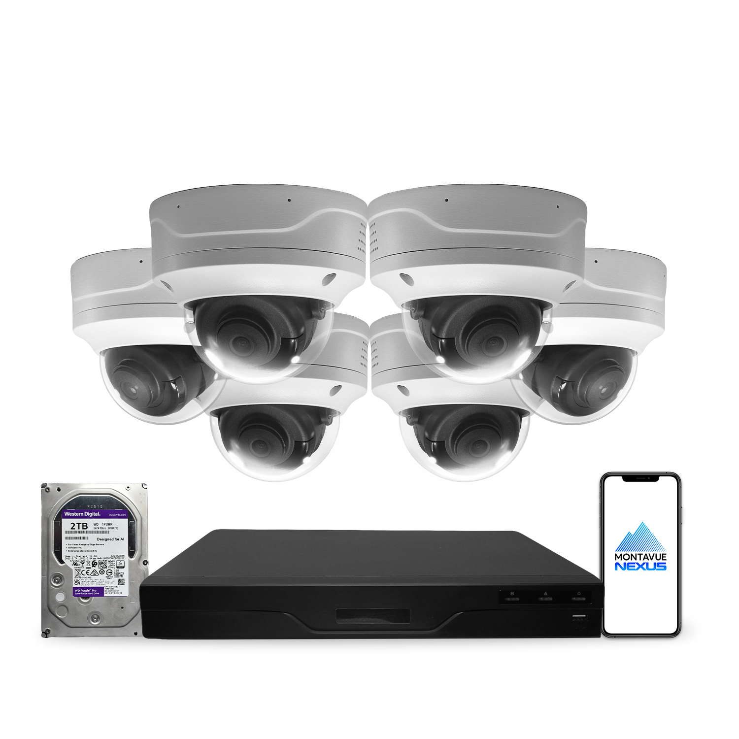 4MP 2K Nexus vandalismusgeschütztes Smart-Dome IP-Sicherheitskamerasystem mit Pro 8-Kanal PoE NVR & 2TB HDD