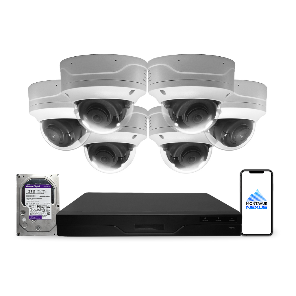4MP 2K Nexus vandalismusgeschütztes Smart-Dome IP-Sicherheitskamerasystem mit 8-Kanal-PoE-NVR & 2TB-HDD