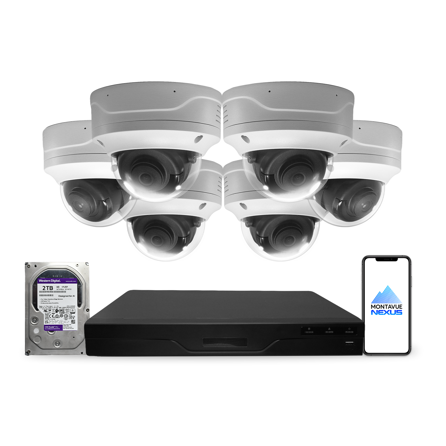 4MP 2K Nexus vandalismusgeschütztes Smart-Dome IP-Sicherheitskamerasystem mit 8-Kanal-PoE-NVR & 2TB-HDD