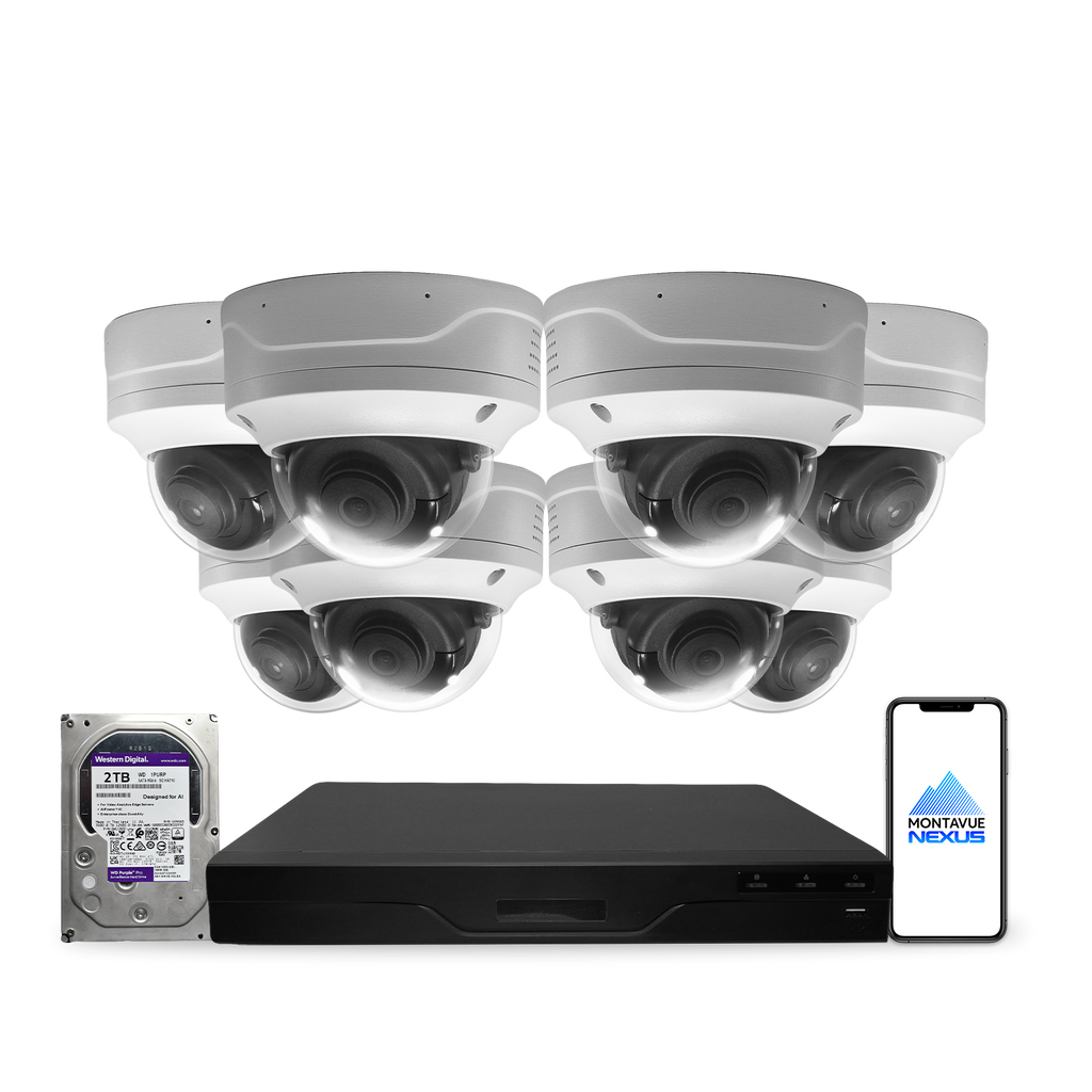 4MP 2K Nexus vandalismusgeschütztes Smart-Dome IP-Sicherheitskamerasystem mit Pro 8-Kanal PoE NVR & 2TB HDD