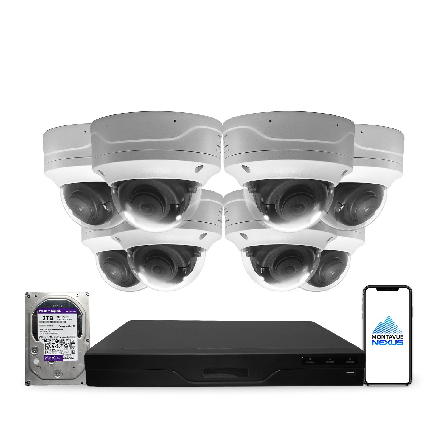 4MP 2K Nexus vandalismusgeschütztes Smart-Dome IP-Sicherheitskamerasystem mit Pro 8-Kanal PoE NVR & 2TB HDD