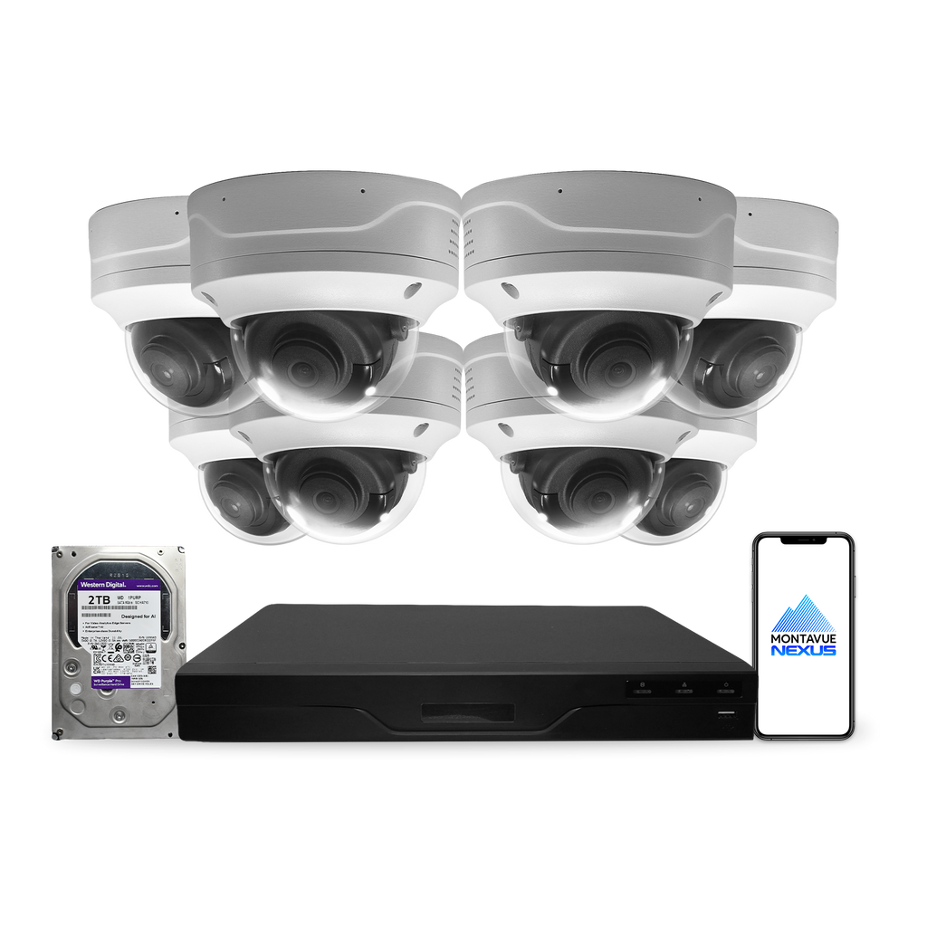 4MP 2K Nexus vandalismusgeschütztes Smart-Dome IP-Sicherheitskamerasystem mit 8-Kanal-PoE-NVR & 2TB-HDD