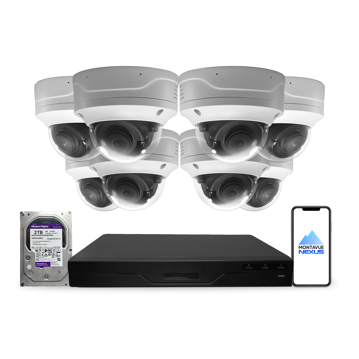 4MP 2K Nexus vandalismusgeschütztes Smart-Dome IP-Sicherheitskamerasystem mit 8-Kanal-PoE-NVR & 2TB-HDD