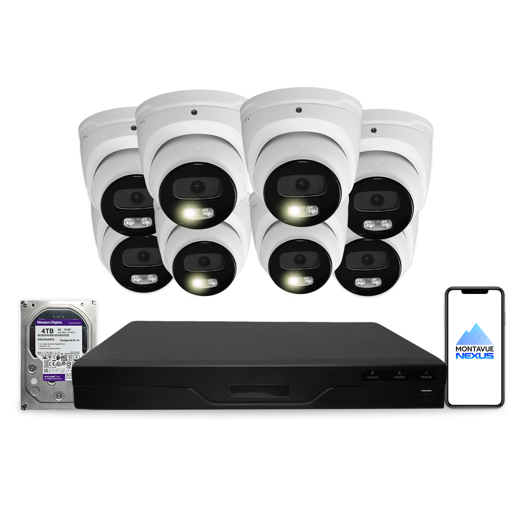 4MP 2K Nexus Smart Turret IP-Sicherheitskamerasystem mit Pro 16-Kanal PoE NVR & 4TB HDD
