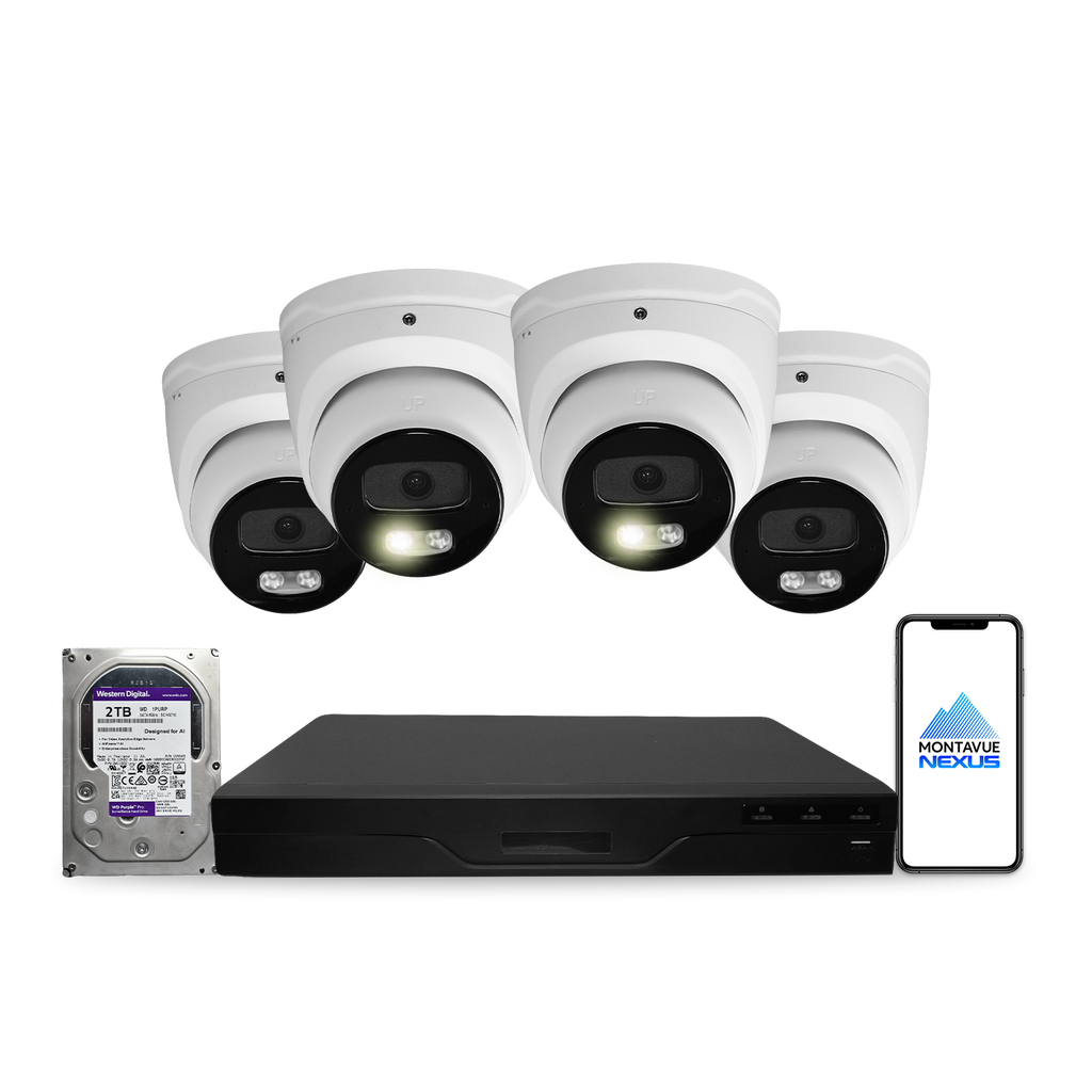 4MP 2K Nexus Smart Turret IP-Sicherheitskamerasystem mit Smart 8-Kanal PoE NVR & 2TB HDD