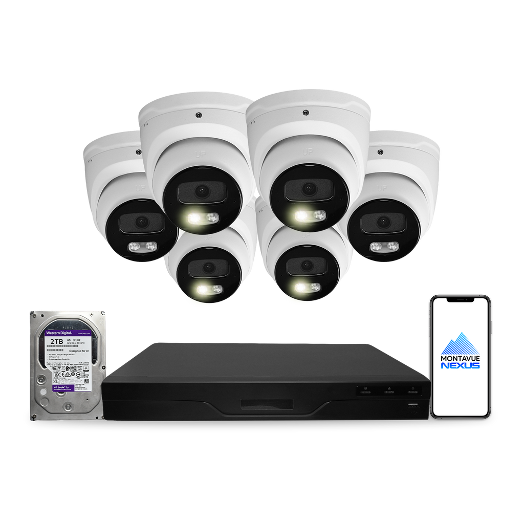 8MP 4K Nexus Advanced AI Turret IP-Sicherheitskamerasystem mit Pro 8-Kanal PoE NVR & 2TB HDD