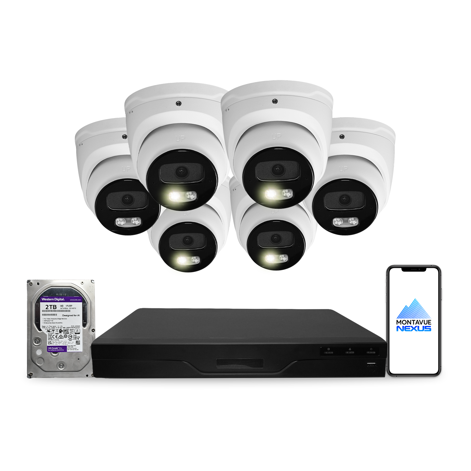 8MP 4K Nexus Advanced AI Turret IP-Sicherheitskamerasystem mit Pro 8-Kanal PoE NVR & 2TB HDD