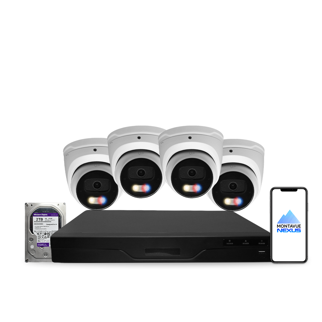 8MP 4K Nexus Aktive Abschreckung Turret IP-Sicherheitskamerasystem mit Pro 8-Kanal PoE NVR & 2TB HDD