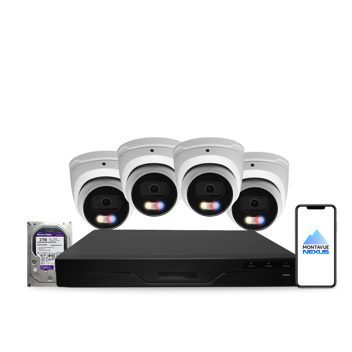 8MP 4K Nexus Aktive Abschreckung Turret IP-Sicherheitskamerasystem mit Pro 8-Kanal PoE NVR & 2TB HDD