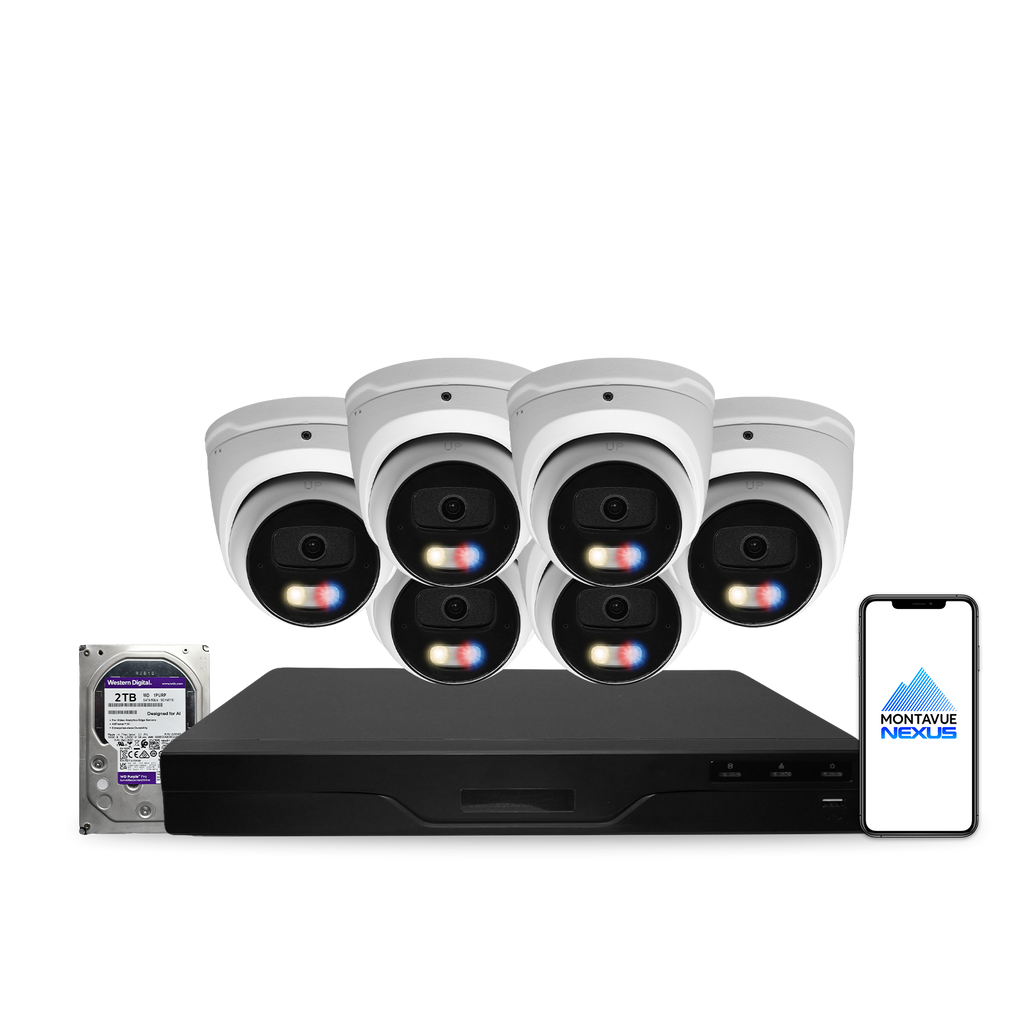 8MP 4K Nexus Aktive Abschreckung Turret IP-Sicherheitskamerasystem mit Pro 8-Kanal PoE NVR & 2TB HDD