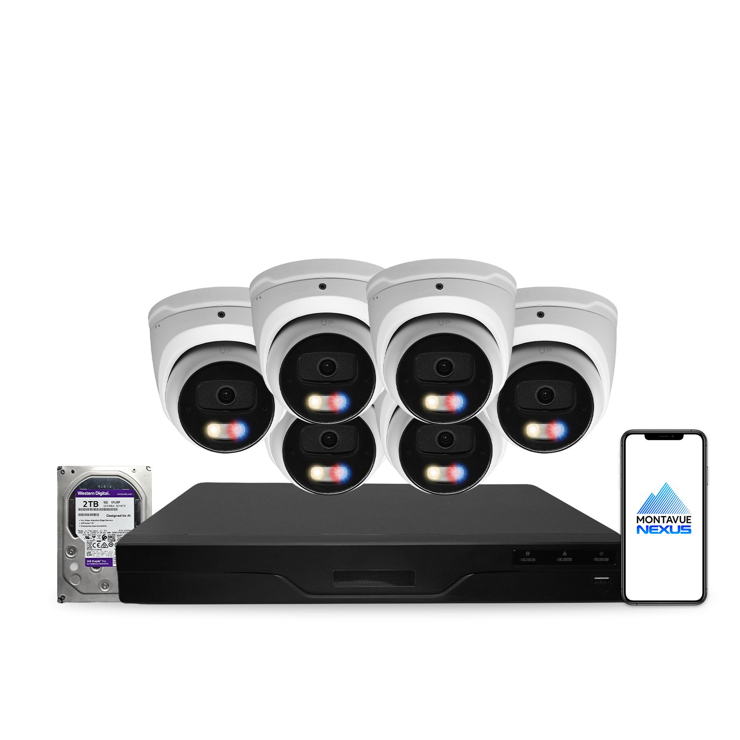 8MP 4K Nexus Aktive Abschreckung Turret IP-Sicherheitskamerasystem mit Pro 8-Kanal PoE NVR & 2TB HDD